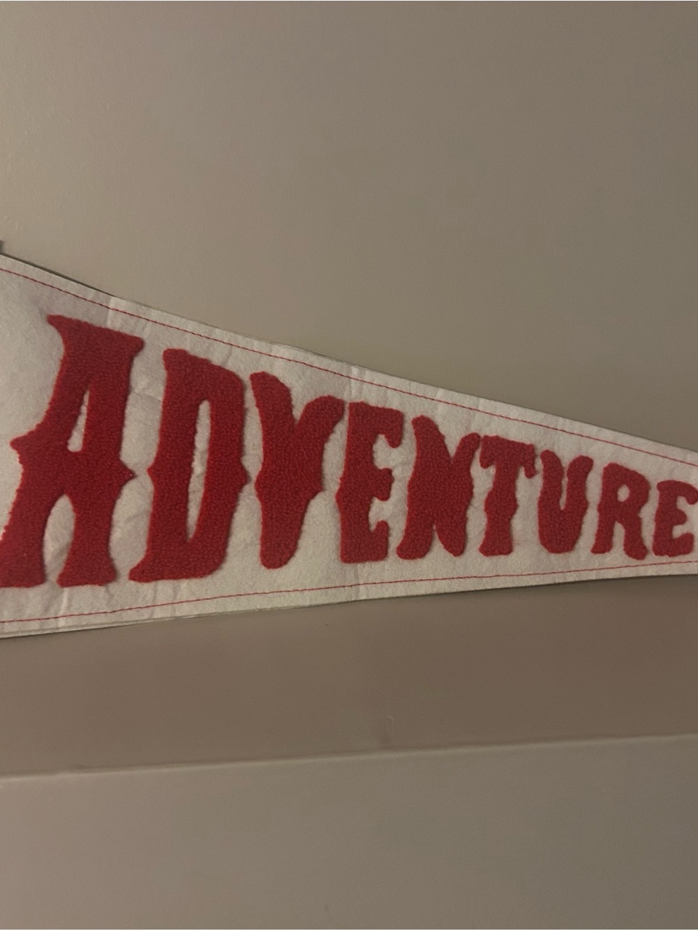 Vintage Style 'Adventure' Felt Pennant - White & Red